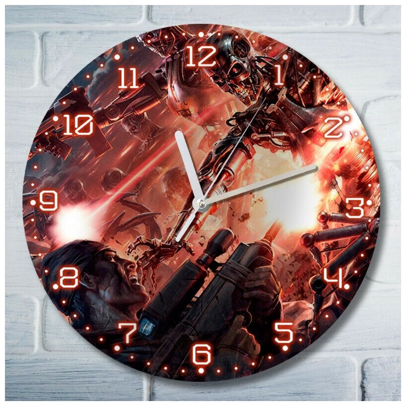 Настенные декоративные часы УФ с рисунком диаметр 28см игры Terminator Resistance (терминатор PS Xbox PC Switch) 5191