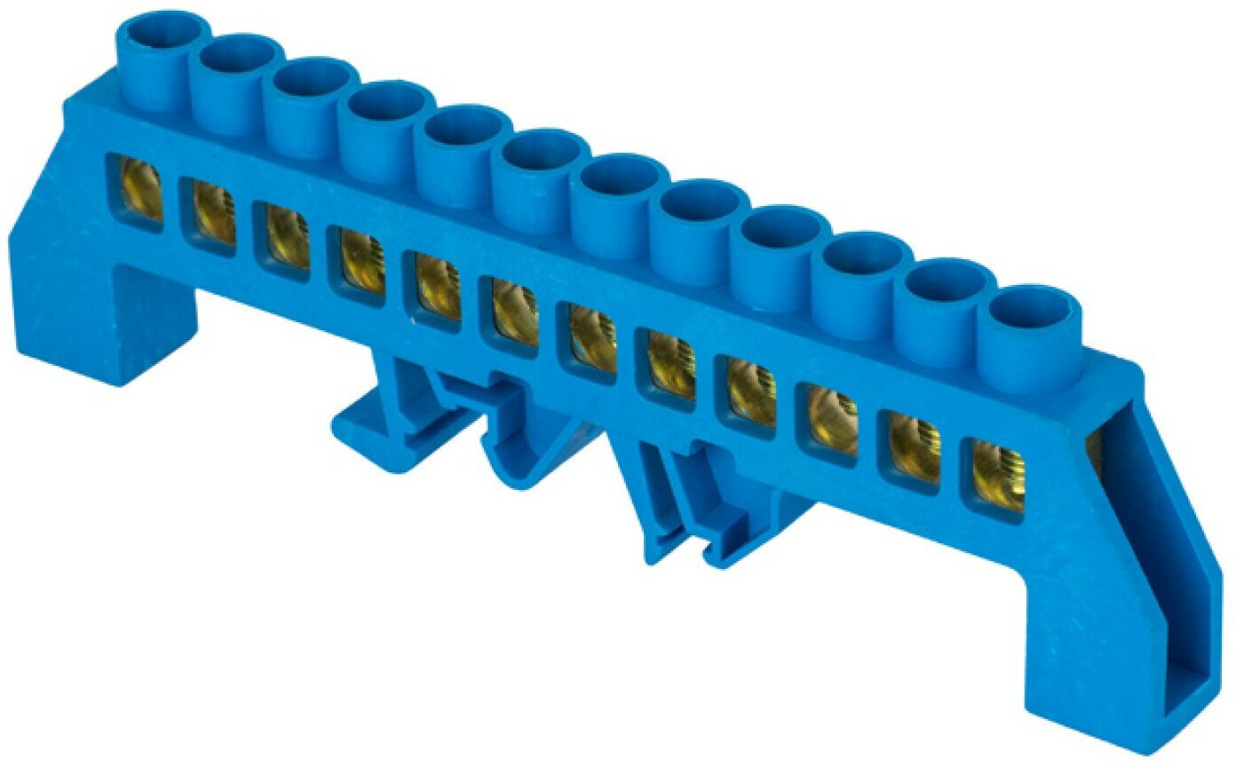 Шина 0 N (8х12мм) 12 отверстий латунь синий нейлоновый корпус комбинированный розничный стикер EKF PROxima