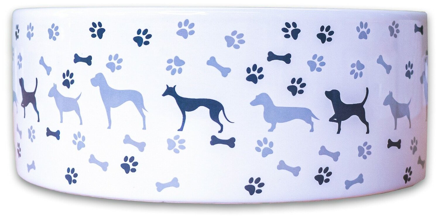 КерамикАрт миска керамическая для собак с рисунком, 350 мл, серая - фотография № 6