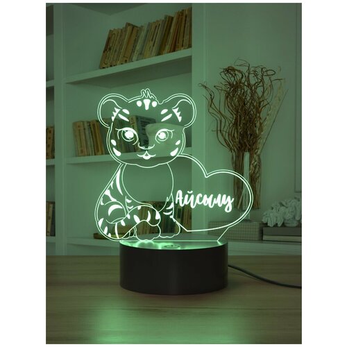 Ночник именной детский Light Inside для сна Тигрица Айсылу / подарок дочке девочке с именем / Тигр