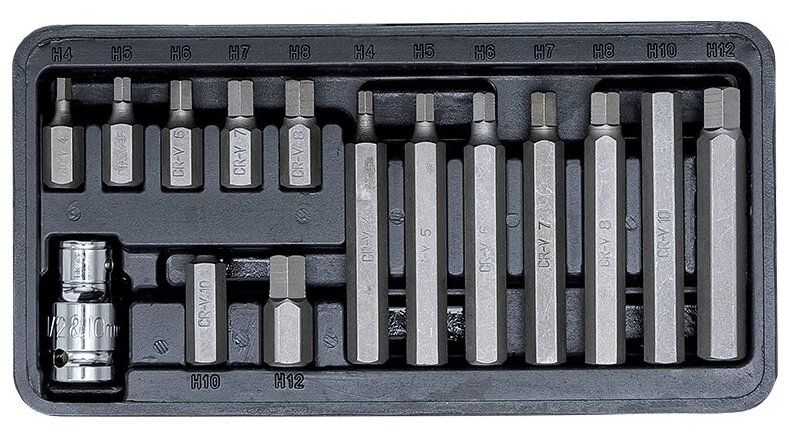 Набор вставок шестигранных (4-12 мм) 15 предметов AVS KB15H