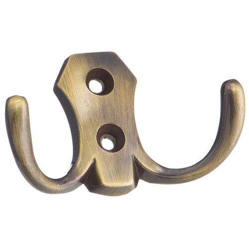 Крючок-вешалка двухрожковый, 73*25*43мм, античная бронза