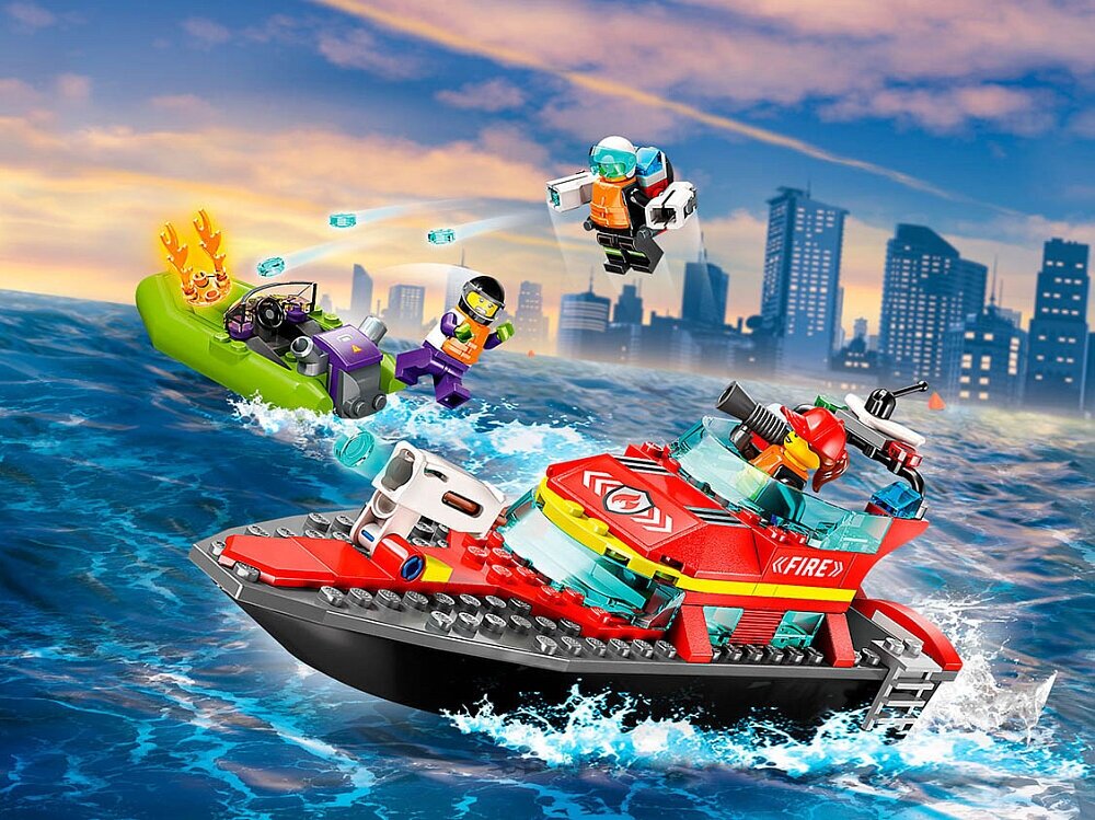 Конструктор LEGO City 60373 Конструктор Пожарная спасательная лодка