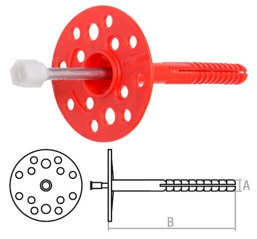 Дюбель для теплоизоляции 10х100 мм с металлич. гвоздем, термогол. (100 шт в коробе) STARFIX (SMW1-54090-100)