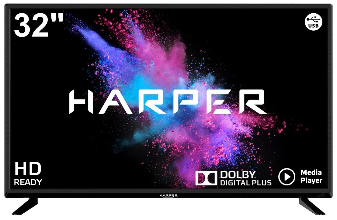 Телевизор HARPER 32R490T 32" черный