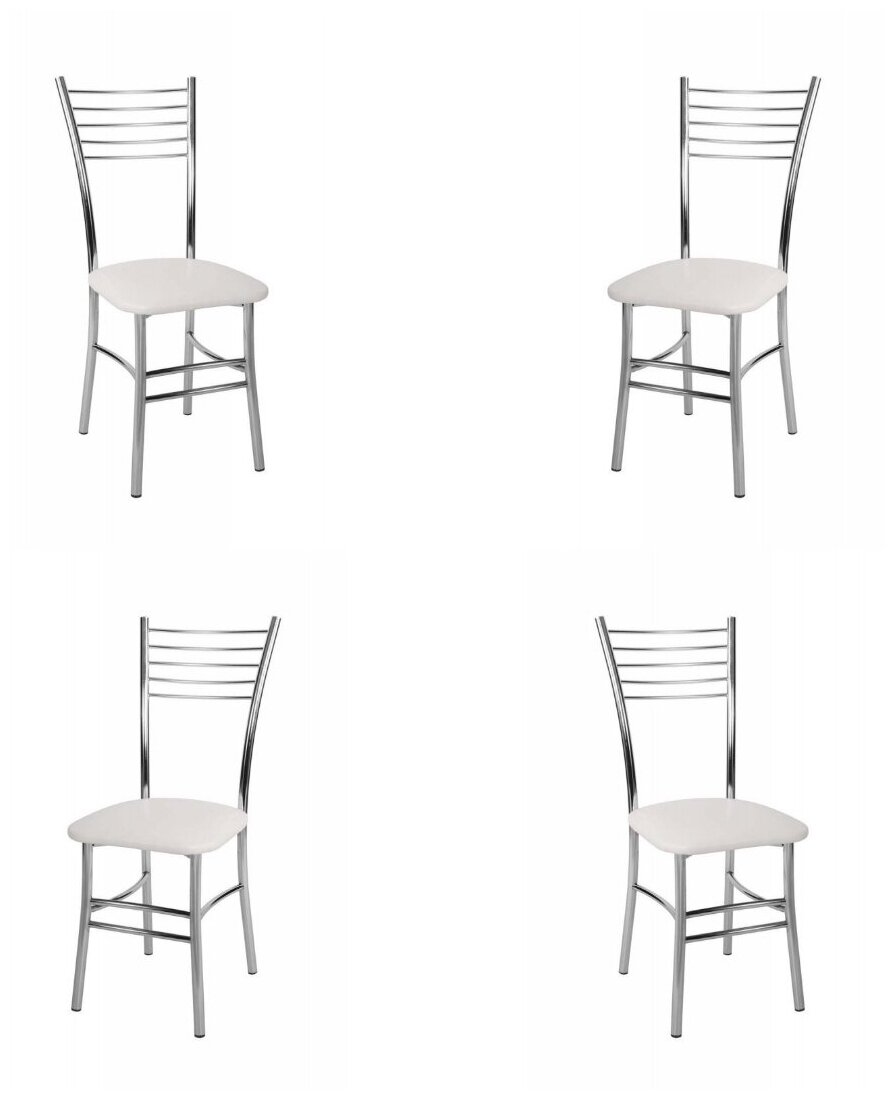 Комплект кухонных стульев, Квин-4, для, столовой, кухни, кафе, дома, дачи. металлический, хромированный, с мягким сиденьем, экокожа