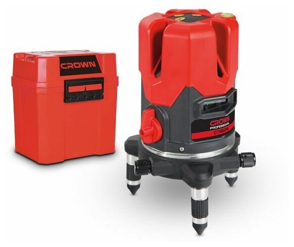 Лазерный нивелир CROWN CT44024, точность 1мм/м, зелёный луч, 30м, 5 линий