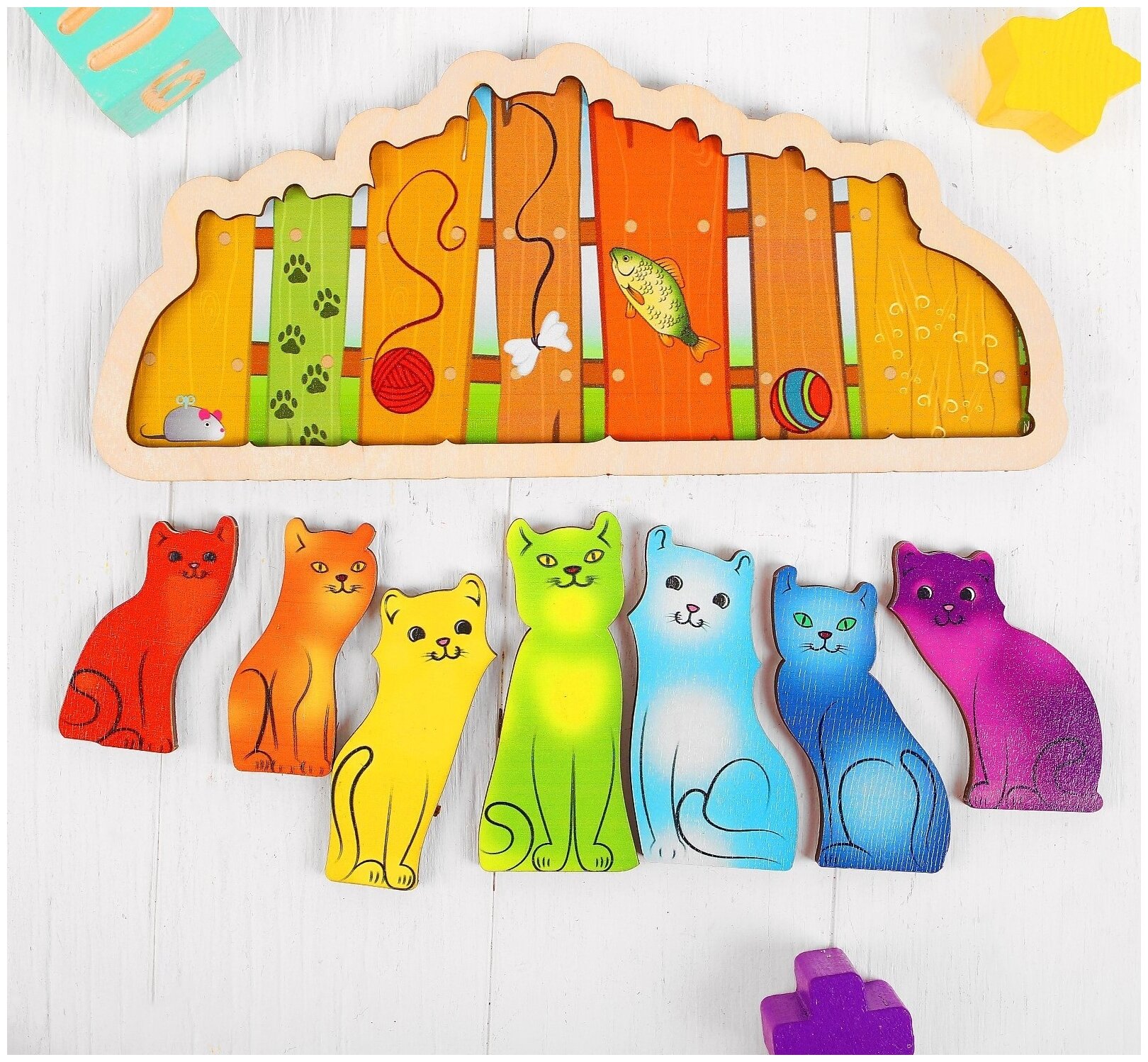 Рамка-вкладыш Нескучные игры Разноцветные котята, 28 х 13 см - фото №2