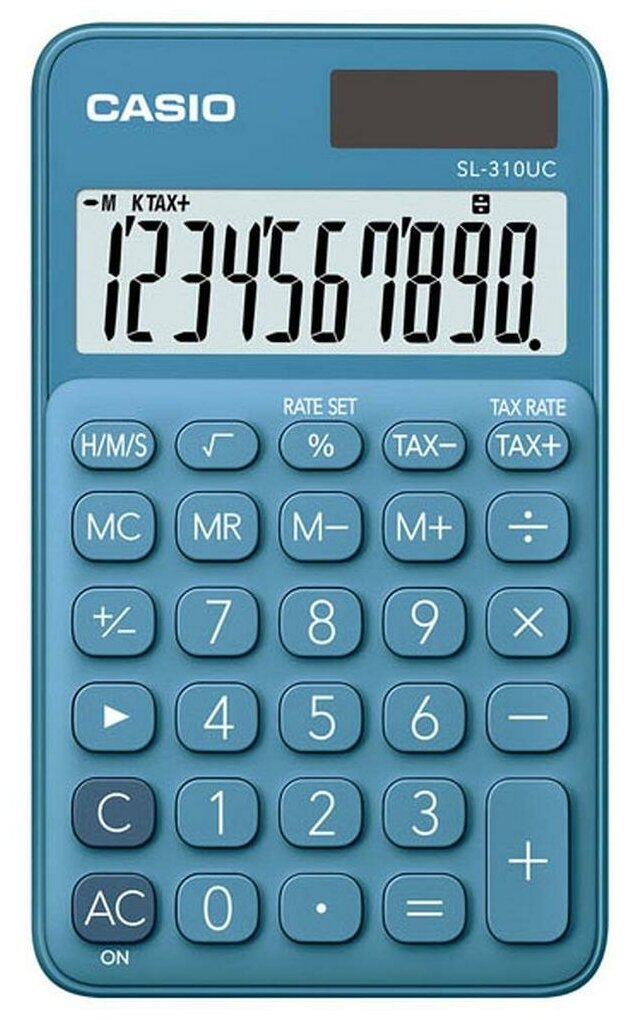 Калькулятор CASIO , 10-разрядный, синий - фото №1