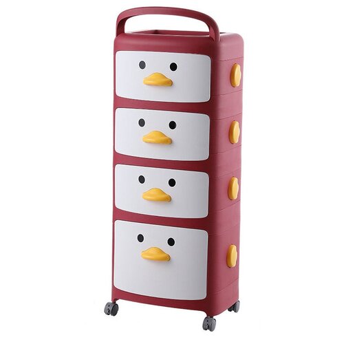 Фея порядка STB-724 Утята 43x33.5x105.5cm 4 ящика + полка Bordo-White 4606400035497