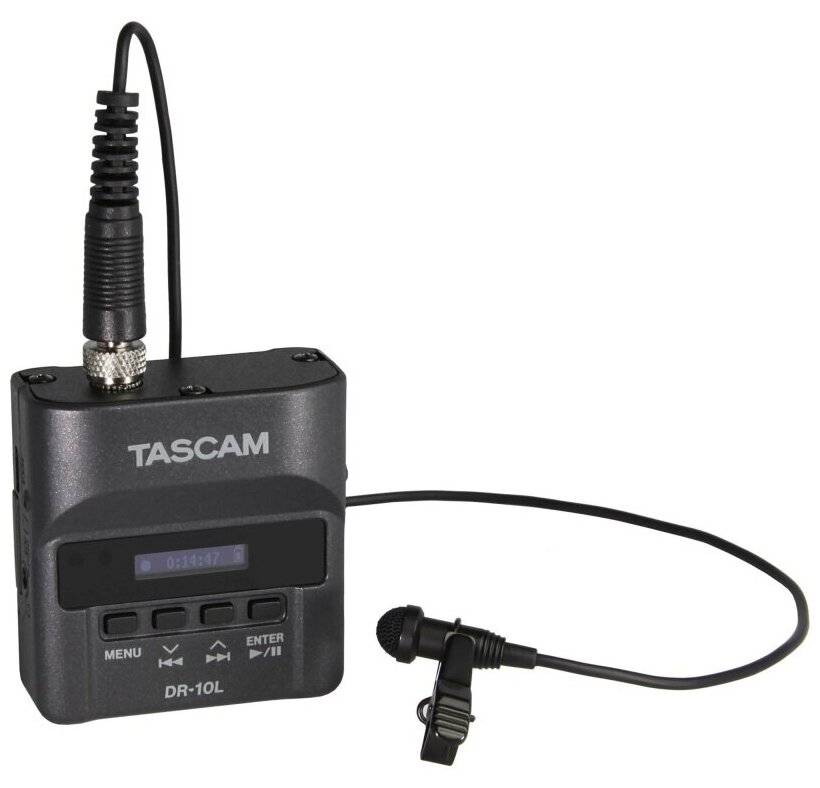 Tascam DR-10L портативный рекордер с петличным микрофоном запись WAV (BWF format)/MP3, microSD card(64MB to 2GB), microSDHC card(4GB to 32GB), батарея