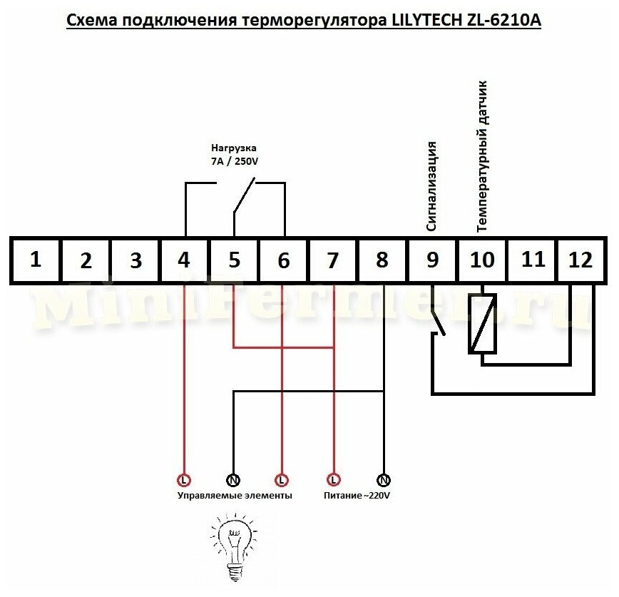 Терморегулятор LILYTECH ZL-6210A (7А) / Терморегулятор для инкубатора, брудера / Регулятор температуры - фотография № 7