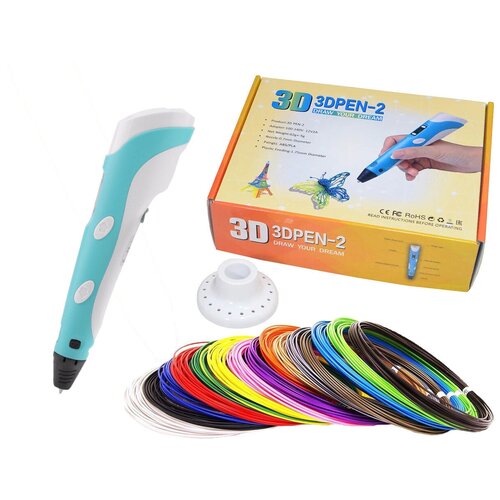 3D Pen-2, Комплект 3D ручка PEN PLUS (цвет: желтый) с набором прочного 3д пластика