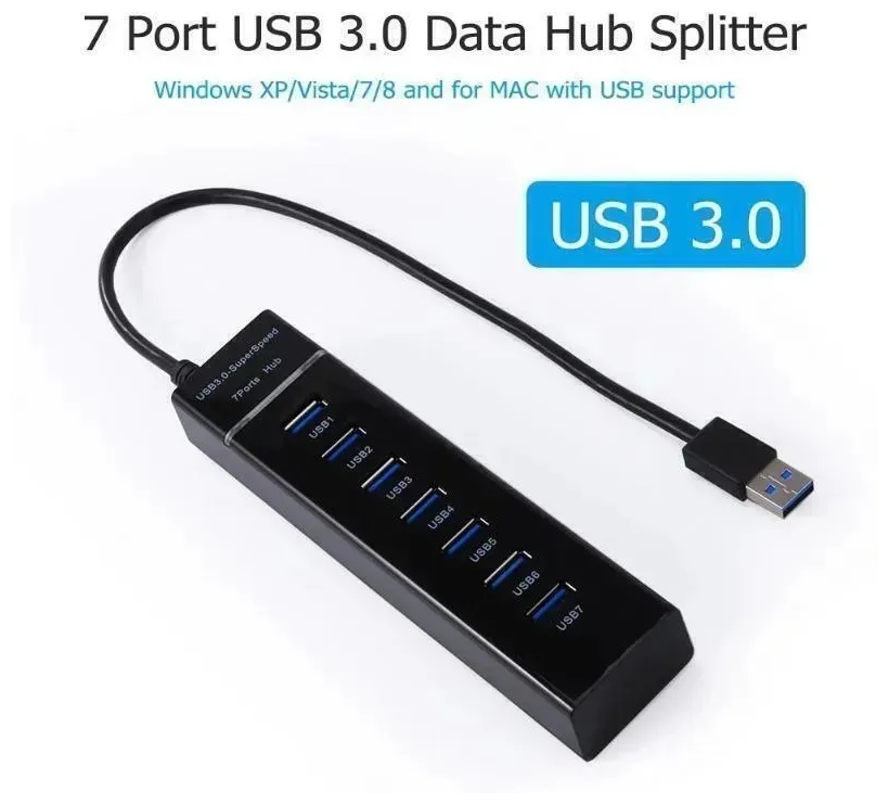 USB Hub разветвитель 7 портов USB 3.0 5 Гбит/с (USB концентратор)