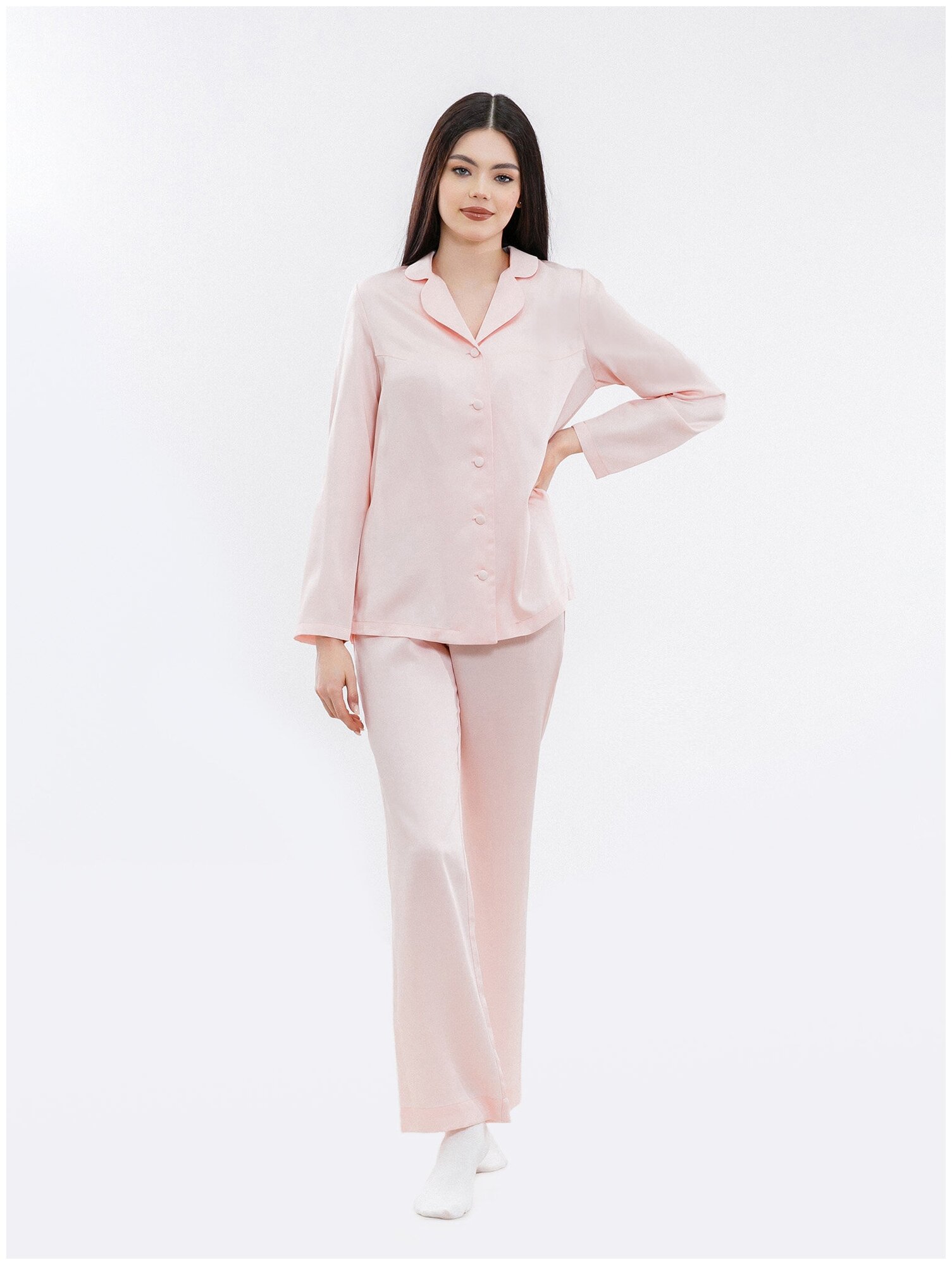 Брюки женские пижамные Impresa тенсель розовый 48 L - фотография № 1