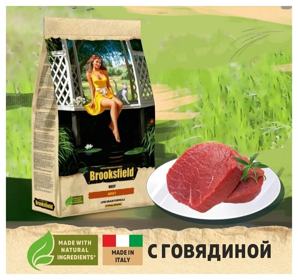 BROOKSFIELD (Бруксфилд) Low Grain Adult Cat Beef Сухой корм для взрослых кошек 6 кг, Говядина - фотография № 7