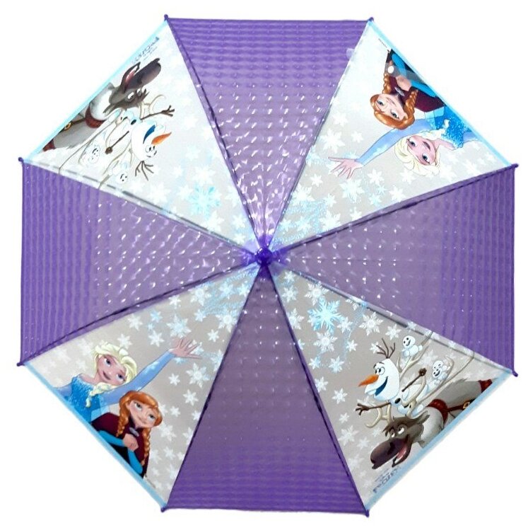 Зонт - трость/ Детский зонтик от дождя GALAXY, полуавтомат, складной, арт. С-513, "Холодное сердце", фиолетовый