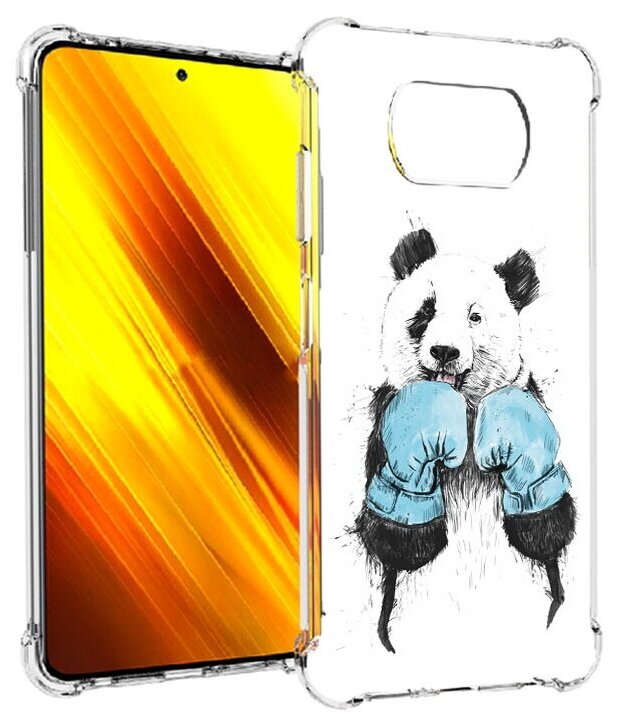 Чехол задняя-панель-накладка-бампер MyPads панда боксер для Xiaomi POCO X3/X3 NFC/X3 Pro противоударный