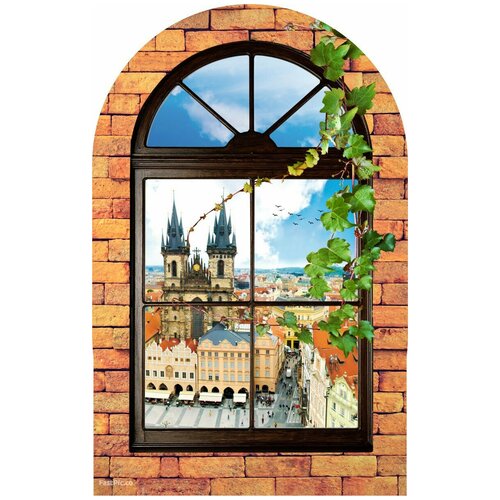 Наклейка для декора "Окно на город" легкосъемная (многоразовая)