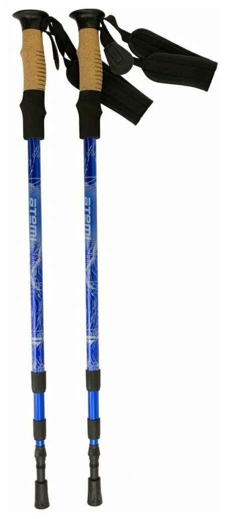 Треккинговые палки Atemi телескоп, 18/16/14 мм, Twist Lock, Antishok, р. 65-135 см, Atp-05 Blue