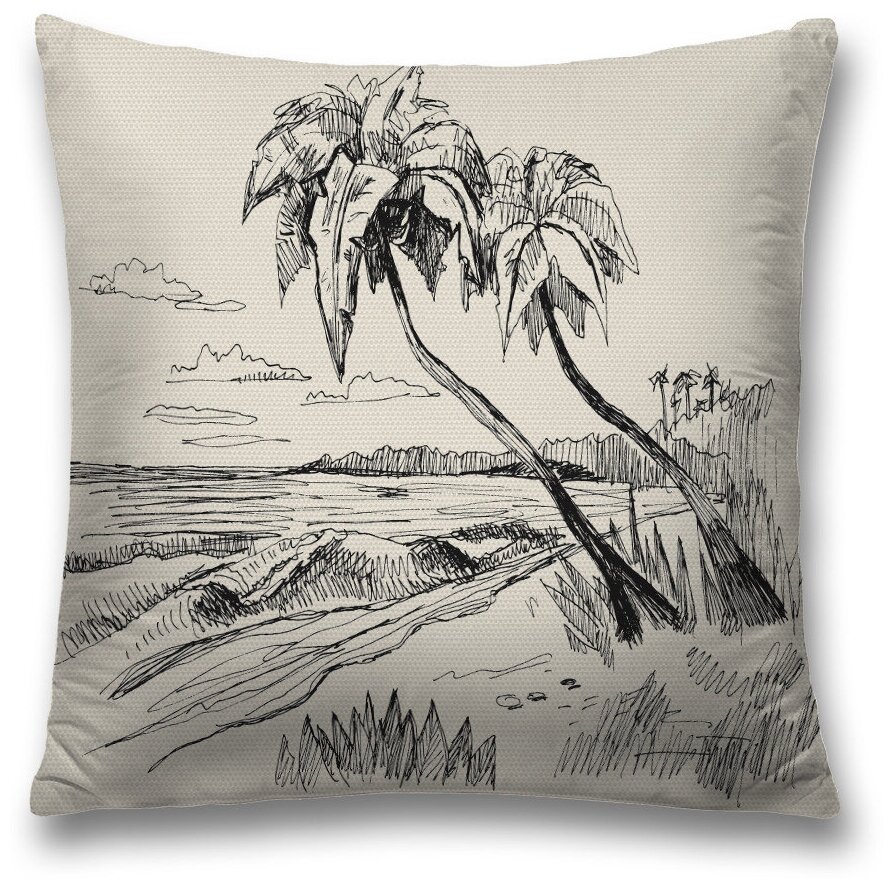 Наволочка декоративная на молнии, чехол на подушку JoyArty "Грустить на пляже" 45х45 см