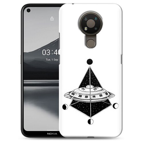 Чехол задняя-панель-накладка-бампер MyPads черно белая летающая тарелка для Nokia 3.4 противоударный