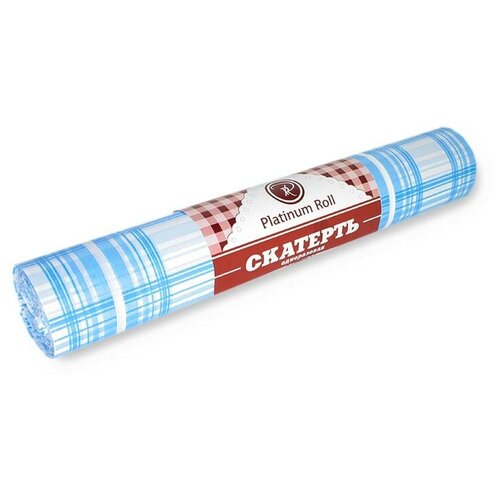 Скатерть одноразовая PLATINUM ROLL Голубая клетка ПВХ, 5 шт в рулоне