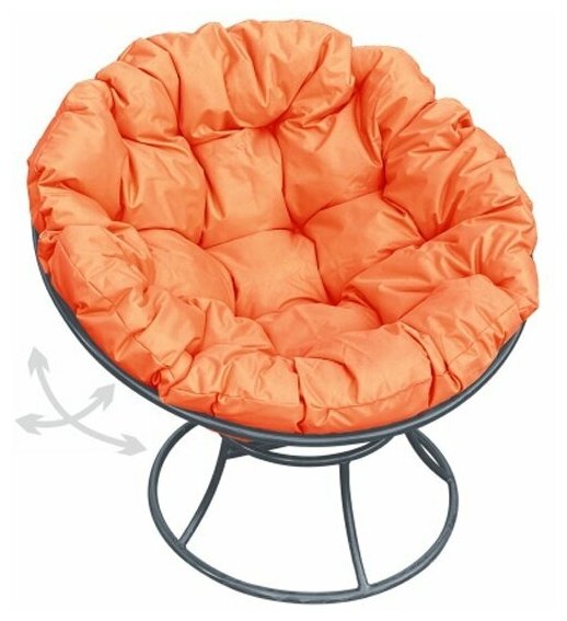 Кресло m-group папасан пружинка серое, оранжевая подушка - фотография № 2