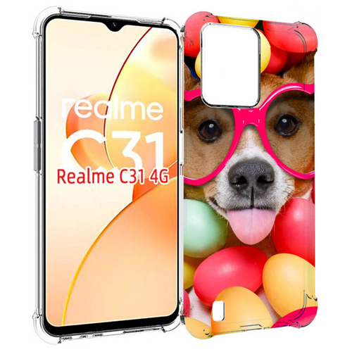 Чехол MyPads Собака-в-яйцах для OPPO Realme C31 задняя-панель-накладка-бампер