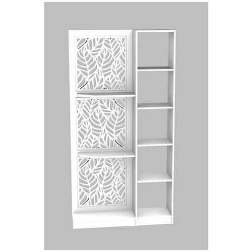 Стеллаж перегородка декоративный дизайнерский Листва, белый, 105 х 28 х 202 см