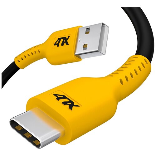 Кабель USB TypeC для зарядки и передачи данных черный; желтый 0.5м