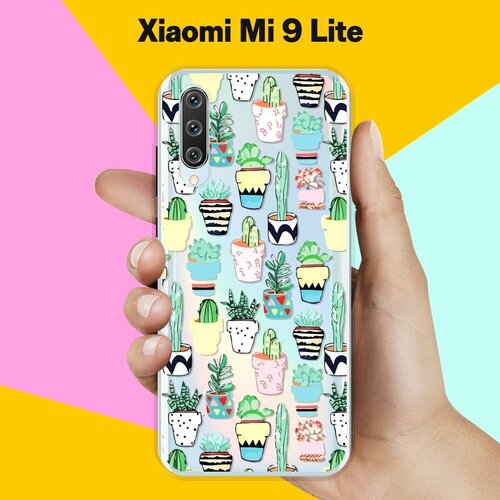 защитная пленка для xiaomi mi 9 lite на сяоми ми 9 лайт глянцевая Силиконовый чехол на Xiaomi Mi 9 Lite Узор из кактусов / для Сяоми Ми 9 Лайт