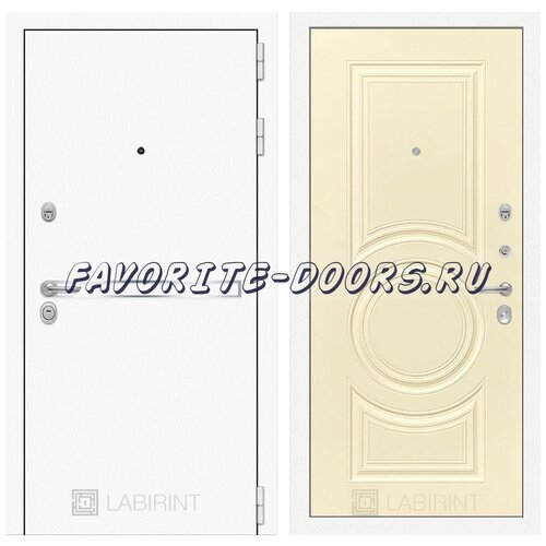 Дверь Лабиринт Лайн WHITE 23 - Шампань софт металлическая (Сторона открывания: Левая, Размер короба - 960*2050 мм)