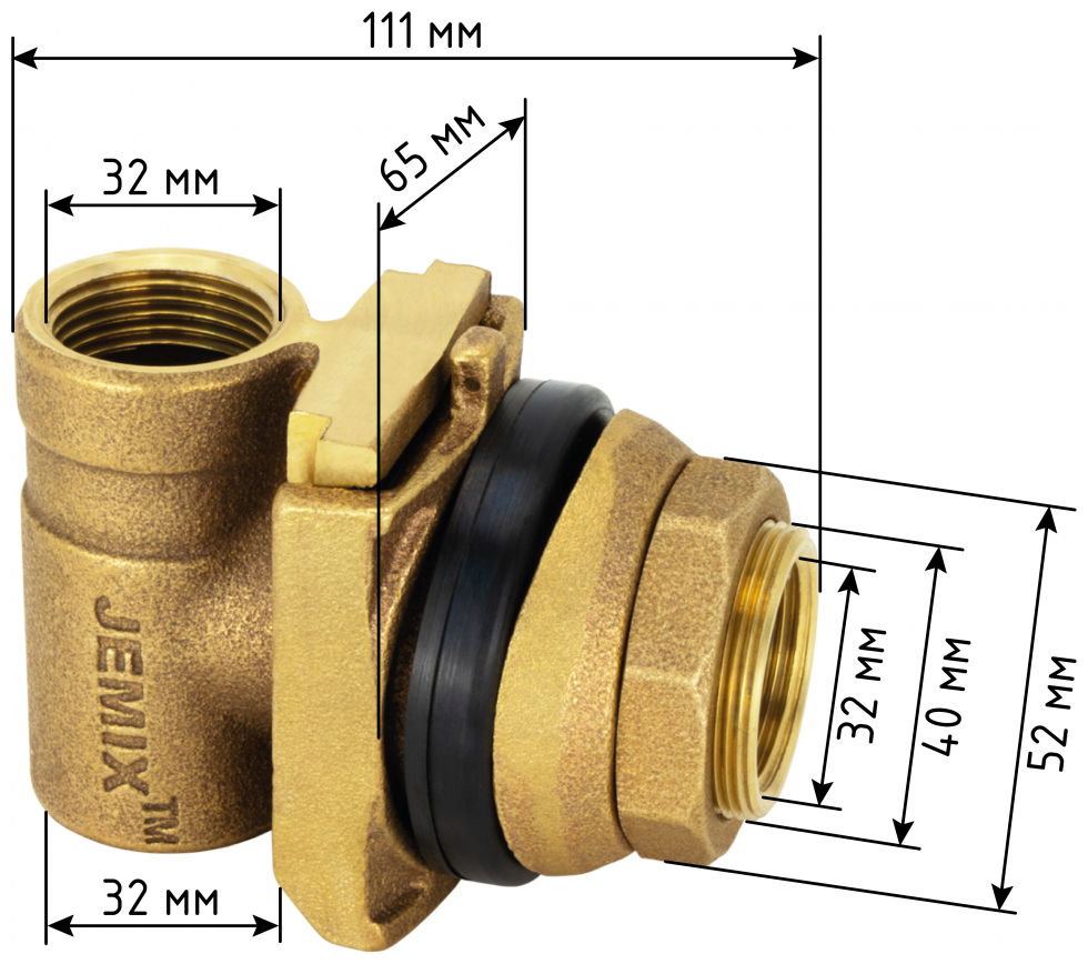 Адаптер для скважины Jemix ADS-32 1" бронза - фото №3