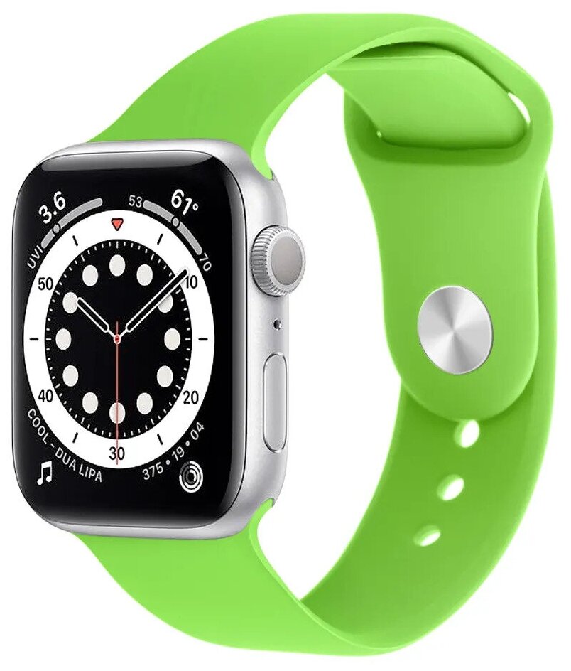 Cиликоновый ремешок для Apple Watch Series 1-8 и Ultra - 42/44/45/49 мм (эпл вотч), зеленый