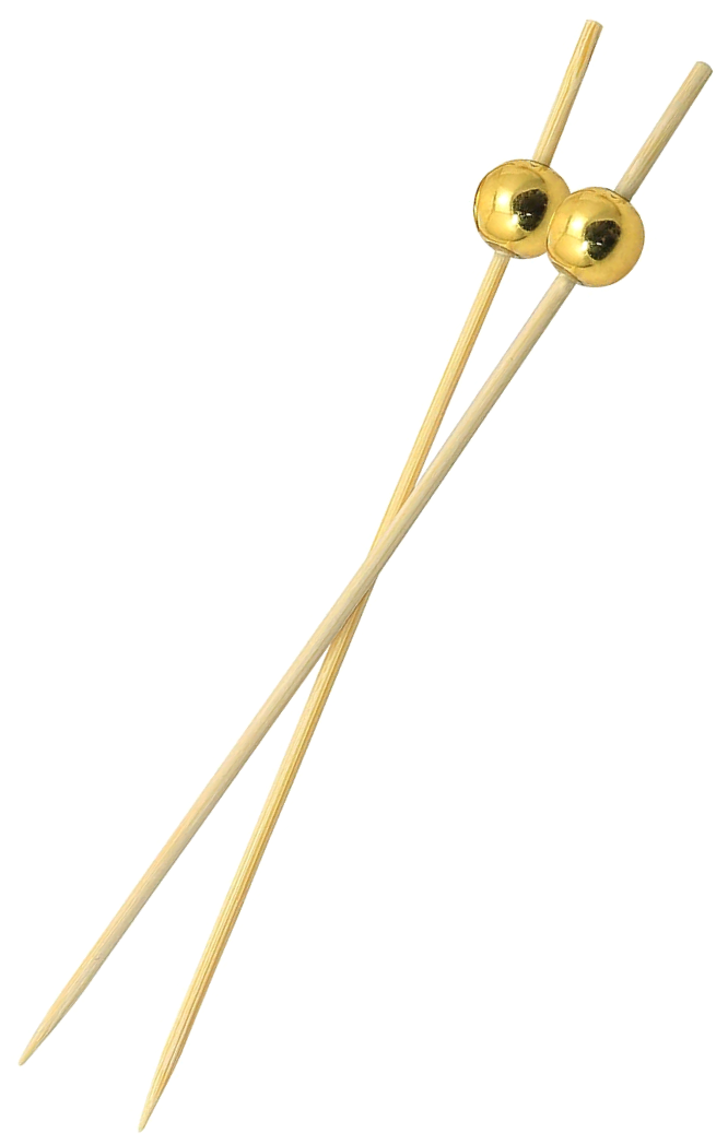 Пики для канапе деревянные "Золотой шар" 12 см (100 шт), шпажки для канапе деревянные, палочки для канапе, шпажки деревянные, одноразовые шпажки CGPro - фотография № 3