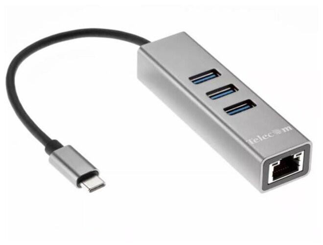 Хаб USB Telecom Type-C - 3xUSB 3.0 + RJ45 TA311C