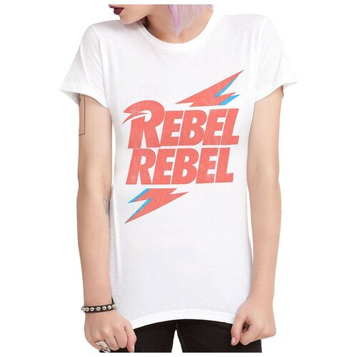 Футболка с принтом Дэвид Боуи - Rebel Rebel / David Bowie / Женская Черная XS