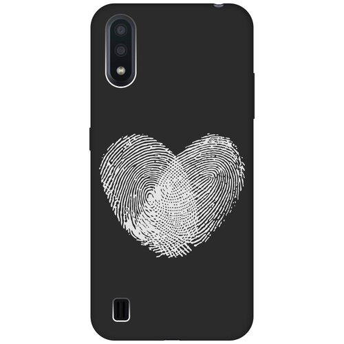 Матовый чехол Lovely Fingerprints W для Samsung Galaxy A01 / Самсунг А01 с 3D эффектом черный матовый чехол trekking w для samsung galaxy a01 самсунг а01 с 3d эффектом черный