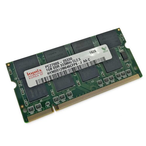 Оперативная память DDR 1Gb 333 Mhz Hynix HYMD512M646CFP8-J So-Dimm для ноутбука оперативная память hynix 128 мб ddr 333 мгц dimm cl2 5 hymd216646a6j j