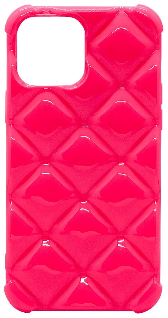 Силиконовый чехол (ромб) для iPhone 13 Pro Max, iGrape (Ультра-розовый)