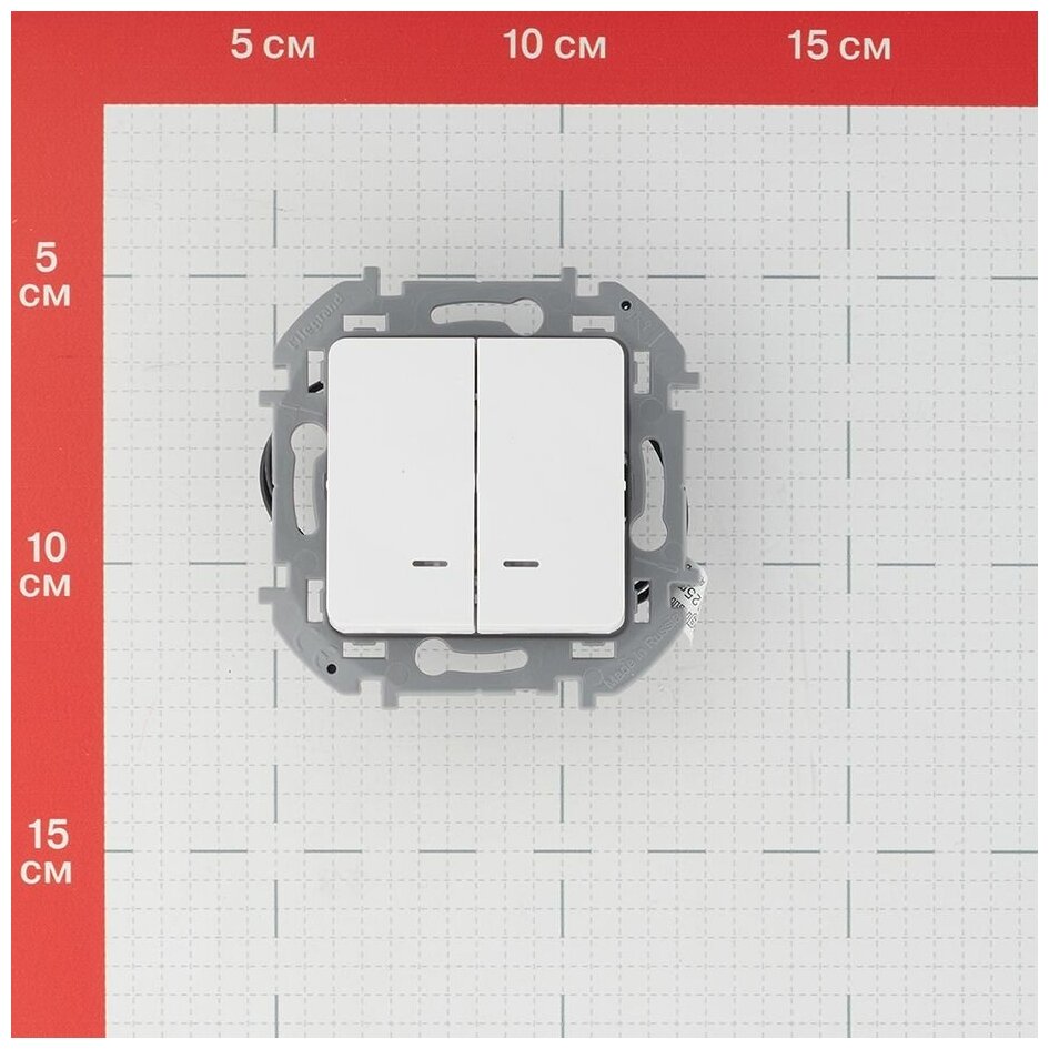 Выключатель 2-кл. Inspiria 10А IP20 250В 10AX с подсветкой/индикацией механизм бел. Leg 673630 - фотография № 8