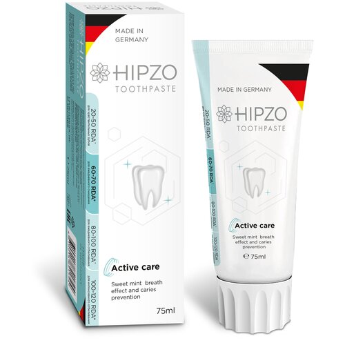 Hipzo Зубная паста Active Care сладкая мята для свежести дыхания и защиты от кариеса, 75 мл