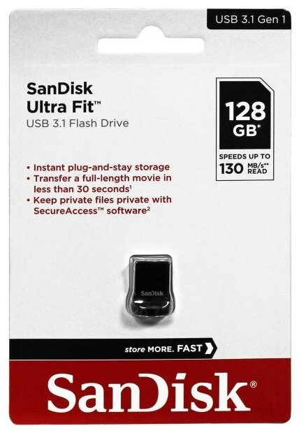 Флешка USB 128Gb SanDisk Ultra Fit SDCZ430-128G-G46 черный - фото №10