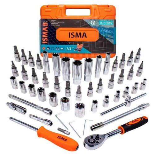 Набор инструмента 53 предмета ISMA-2531-5 EURO 6гран. 1/4DR