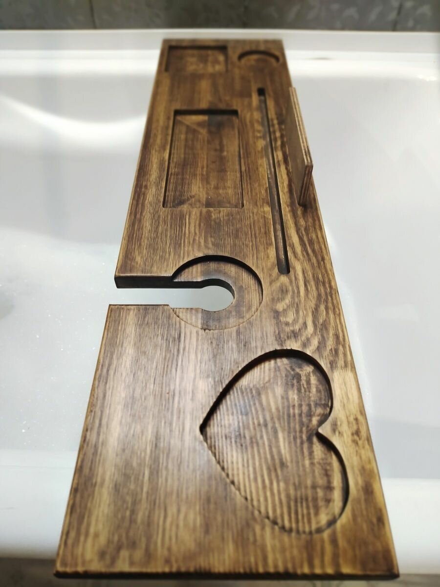 Полка столик для ванной деревянная 75 см - фотография № 8