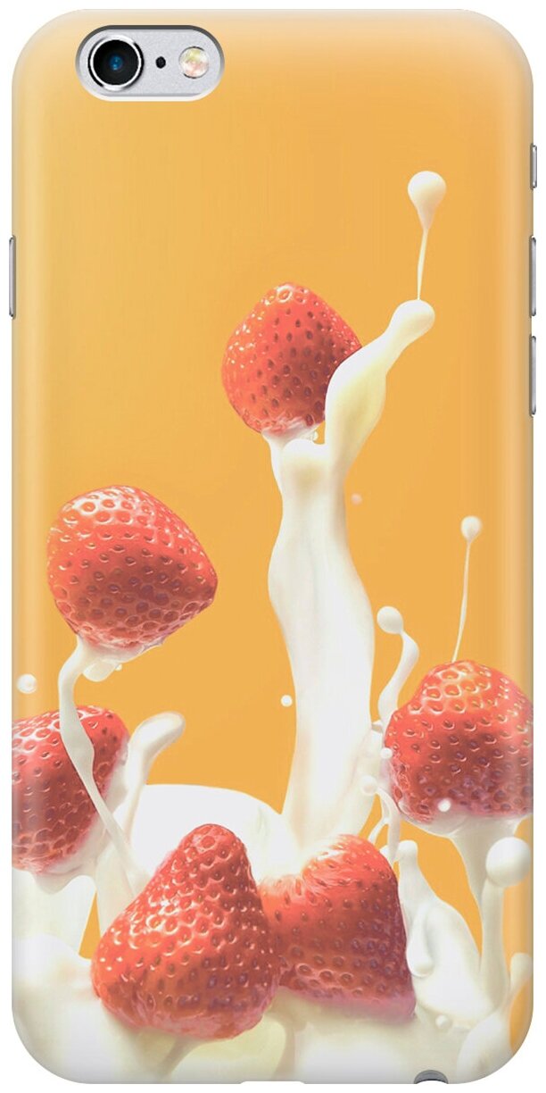 Силиконовый чехол на Apple iPhone 6s / 6 / Эпл Айфон 6 / 6с с рисунком "Клубника и сливки"