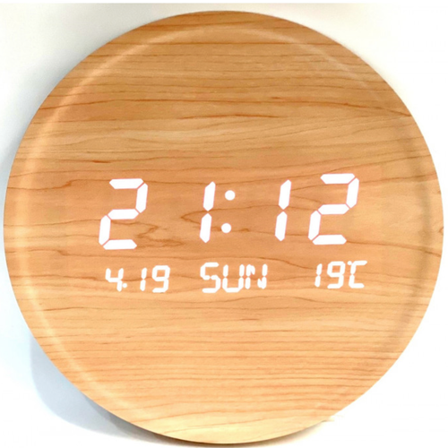 Часы настенные+дата+температура (деревянные) X201/6 (белый)