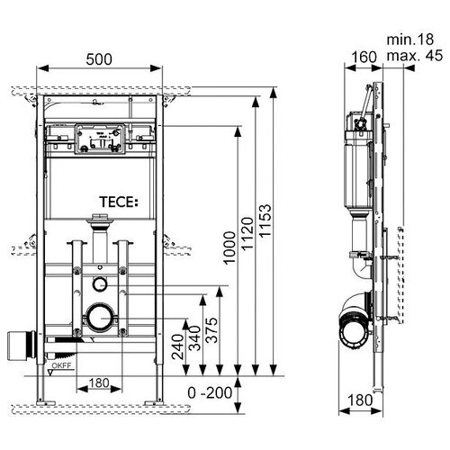 Tece Инсталляция TECElux 9600200 для унитаза