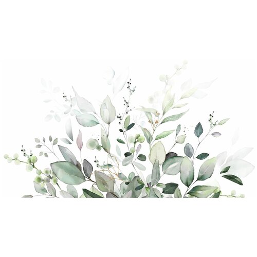 Фотообои Уютная стена Легкие акварельные листья 500х270 см Бесшовные Премиум (единым полотном)